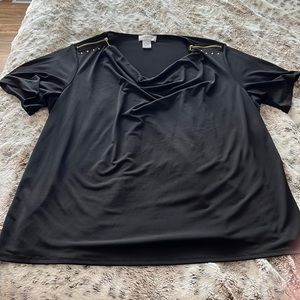 Black blouse, with gold accents. 2x